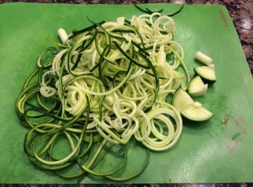 In less than two minutes, a large zucchini was demolished to nothing more than this pile of ribbons.