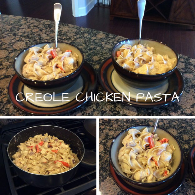 creole chicken pasta in bowls
